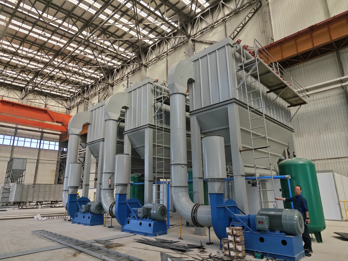 Three CRGM grinding and dust collection systems assembled in the Cronus factory